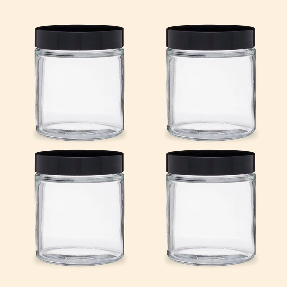 Shoprythm Packaging,Cosmetic Jar Glass jar with black cap